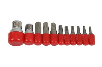 Bity 1/4" - 5/16", Torx T10 - T50, vrtané, sada 11 dílů - produktové foto