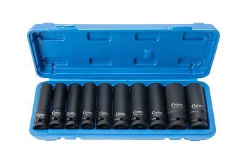 Hlavice nástrčné 1/2", 6ti hran 13 - 24 mm, prodloužené, tvrzené, sada 10 dílů - produktové foto
