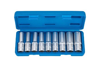 Hlavice nástrčné 1/2", E-profil E10 - E24, prodloužené, sada 9 dílů - produktové foto