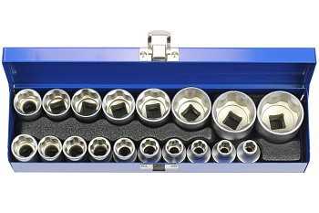 Hlavice nástrčné 1/2", 6ti hran 8 - 32 mm, sada 18 dílů - produktové foto