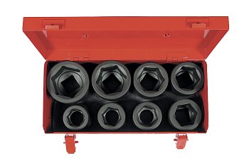 Hlavice nástrčné 1", 6ti hran 27 - 50 mm, tvrzené, sada 8 dílů - produktové foto