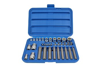 Hlavice nástrčné a bity, E-profil - Torx, sada 35 dílů - produktové foto