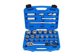 Gola sada 1/2", 5/16"-1.1/4", 6-ti hranné hlavice, sada 27 dílů - produktové foto