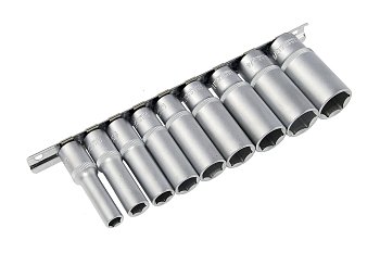Hlavice nástrčné 3/8", 6ti hran 5/16" - 13/16", prodloužené, sada 9 dílů - produktové foto