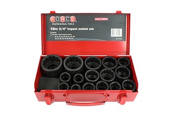Hlavice nástrčné 3/4", 12ti hran 19 - 50 mm, tvrzené, sada 16 dílů - produktové foto