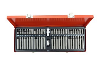 Bity 10 mm, Inbus - Torx - XZN, adaptér 3/8" a 1/2", sada 54 dílů - produktové foto
