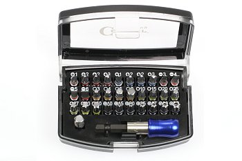 Bity 1/4", PL - PH - PZ - Inbus - Torx, S2, sada 32 dílů - produktové foto
