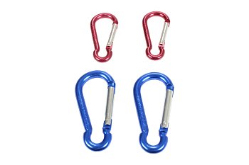 Karabina s výklopným poutkem 2x červená 60 x 2 mm, 2x modrá 80 x 2 mm, sada 4 díly - produktové foto