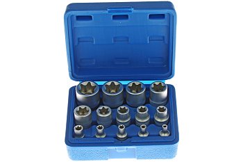 Hlavice nástrčné 1/4" - 3/8" - 1/2", E-profil E4 - E24, sada 14 dílů - produktové foto