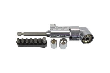 Adaptér 1/4" pro 1/4" bity, úhlový, s rukojetí, sada 10 dílů - produktové foto