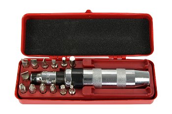 Šroubovák úderový rázový 1/2", bity 5/16" PL - PH - PZ - Inbus, adaptér, sada 15 dílů - produktové foto