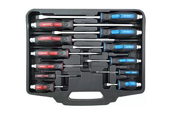Šroubováky ploché PL3,2 - PL9,5, křížové PH0 - PH4, 6-ti hranný dřík, úderové, sada 12 dílů - produktové foto