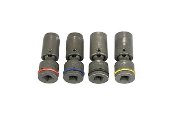 Hlavice nástrčné 1/2", 6ti hran 16 - 19 mm, výkyvné, tvrzené, sada 4 díly - produktové foto