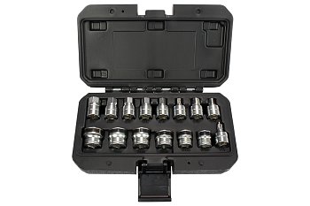 Hlavice zástrčné a nástrčné 3/8", na olejové výpustě, magnetické, sada 15 dílů - produktové foto