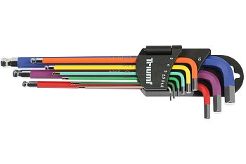 Klíče zástrčné Inbus 1,5 - 10 mm, Multicolor, s koulí, s magnetem, sada 9 dílů - produktové foto