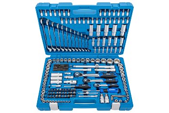 Gola sada 1/4" - 3/8" - 1/2", 6ti hran 4 - 32 mm, klíče očkoploché 8 - 19 mm, 215 dílů - produktové foto