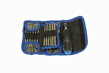 Bity 1/4", PL - PH - PZ - Inbus - Torx , délka 100 mm, se šroubovací rukojetí, sada 24 dílů - produktové foto