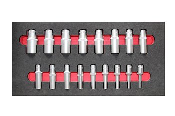 Modul - nástrčné hlavice 3/8", prodloužené, 17 dílů, velikost 1/3 - produktové foto