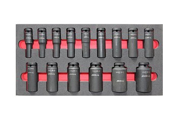 Modul - nástrčné hlavice 1/2", tvrzené, prodloužené, 15 dílů, velikost 1/3 - produktové foto