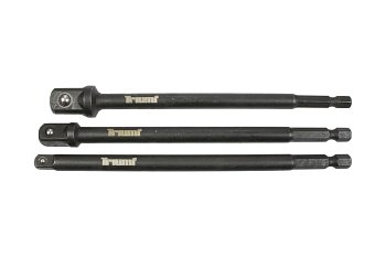 Adaptéry 1/4" pro 1/4" - 3/8" - 1/2" hlavice, pro elektrické nářadí, délka 150 mm sada 3 díly - produktové foto