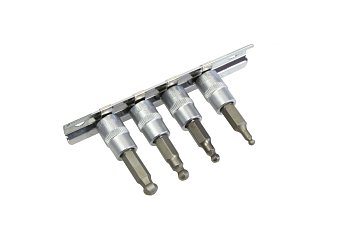 Hlavice zástrčné 1/4", Inbus 3 - 6 mm, s koulí, sada 4 díly - produktové foto