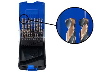 Vrtáky spirálové broušené HSS černý oxid, průměr 1,0 - 10,0 mm, sada 19 dílů - produktové foto