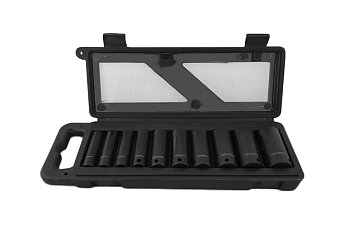 Hlavice nástrčné 3/8", 6ti hran 10 - 24 mm, tvrzené, sada 10 dílů - produktové foto