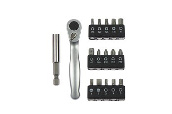 Bity 1/4" PL - PH - PZ - Inbus - Torx, s ráčnou, sada 17 dílů - produktové foto