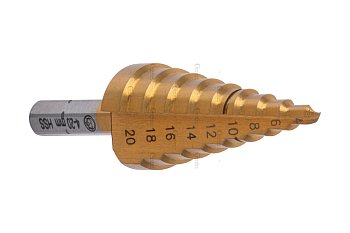 Vrták stupňovitý HSS-TiN, průměr 4,0 - 20,0 mm, 6ti hranný dřík 1/4" - produktové foto