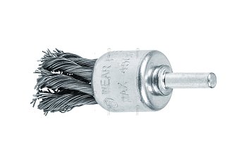 Kartáč drátěný koncový copový, ocelový, vlnitý drát 0,25 mm, průměr 25 mm, dřík 6 mm - produktové foto