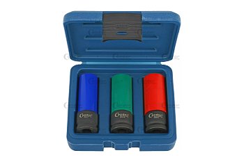 Hlavice nástrčné 1/2", 6ti hran 17 - 21 mm, prodloužené magnetické, tvrzené, na Alu kola, sada 3 díly - produktové foto
