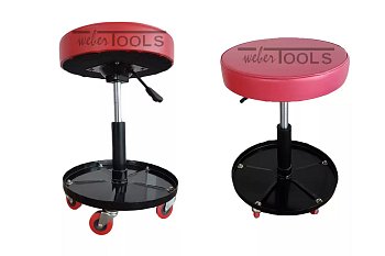 Stolička montážní s odkládací policí, pojízdná průměr sedáku 360 mm, výška 380 - 510 mm - produktové foto