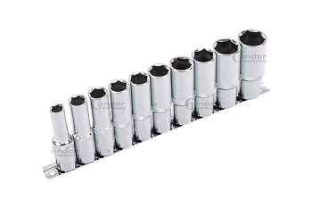 Hlavice nástrčné 1/2", 6ti hran 10 - 24 mm, prodloužené, Xcess Performance, sada 10 dílů - produktové foto
