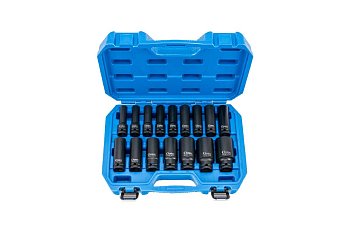 Hlavice nástrčné 1/2", 6ti hran 10 - 32 mm, prodloužené, tvrzené, sada 16 dílů - produktové foto