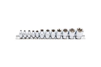 Hlavice nástrčné 1/4" - 3/8", E-profil E4 - E20, Xcess Performance, sada 12 dílů - produktové foto