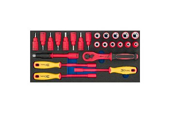 Modul - gola 3/8" a nástrčné šroubováky VDE do 1000 V, 24 dílů, velikost 1/3 - produktové foto