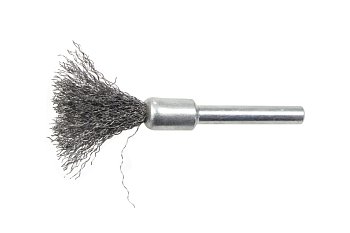 Kartáč drátěný koncový, ocelový, vlnitý drát 0,2 mm, průměr 10 mm, dřík 6 mm - produktové foto