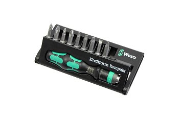 Bity 1/4", PL - PH - PZ - Torx, délka 25 mm, se šroubovací rukojetí, sada10 dílů - produktové foto