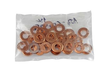 Podložka měděná 15x7,5x1,0 mm, pod vstřikovač, 30 ks - produktové foto