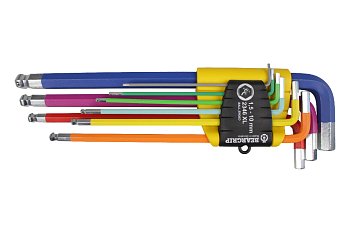 Klíče zástrčné Inbus 1,5 - 10 mm, Multicolor, s koulí, s pojistnou kuličkou, sada 9 dílů - produktové foto