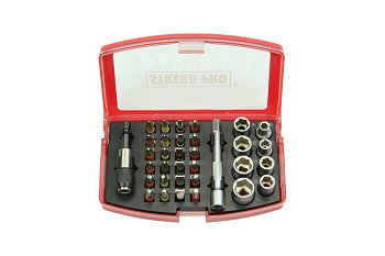 Hlavice nástrčné 1/4" a bity 1/4", s prodloužením, sada 34 dílů - produktové foto